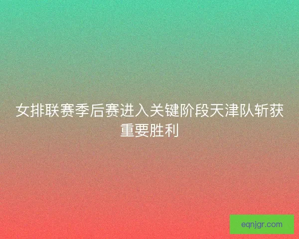 女排联赛季后赛进入关键阶段天津队斩获重要胜利